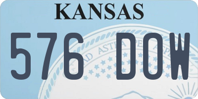 KS license plate 576DOW