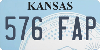 KS license plate 576FAP