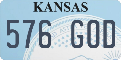 KS license plate 576GOD