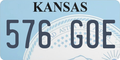 KS license plate 576GOE