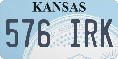 KS license plate 576IRK