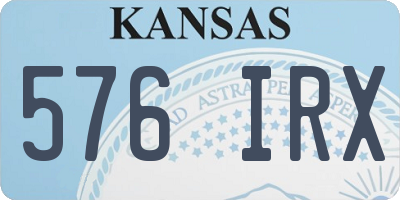 KS license plate 576IRX
