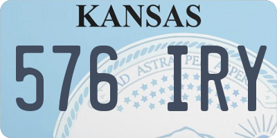KS license plate 576IRY