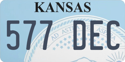 KS license plate 577DEC