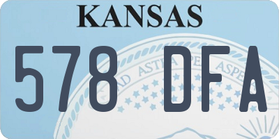 KS license plate 578DFA