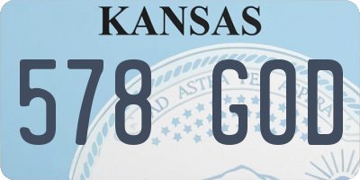 KS license plate 578GOD