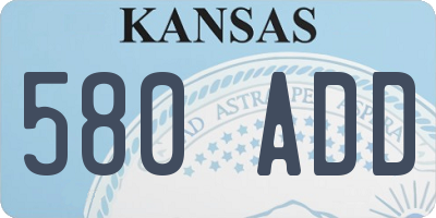 KS license plate 580ADD