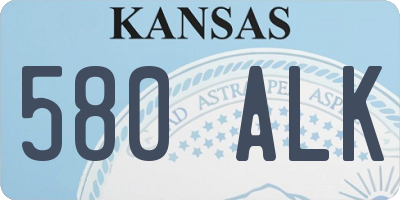 KS license plate 580ALK