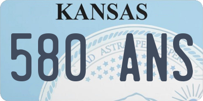 KS license plate 580ANS