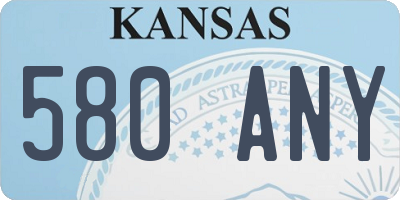 KS license plate 580ANY