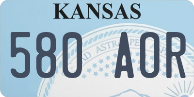 KS license plate 580AOR