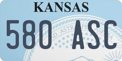 KS license plate 580ASC