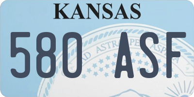 KS license plate 580ASF