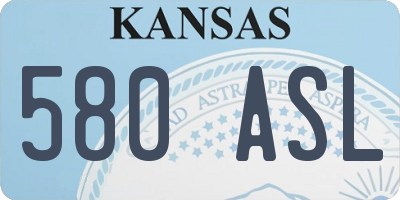 KS license plate 580ASL