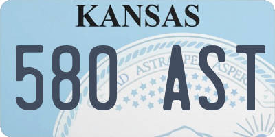 KS license plate 580AST