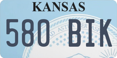 KS license plate 580BIK
