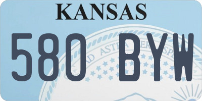KS license plate 580BYW