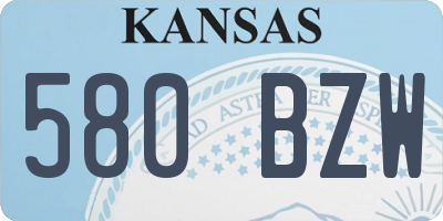 KS license plate 580BZW