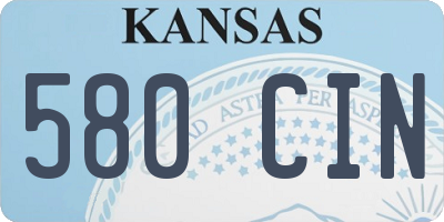 KS license plate 580CIN