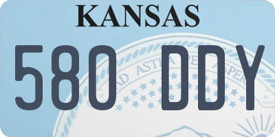 KS license plate 580DDY