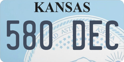 KS license plate 580DEC