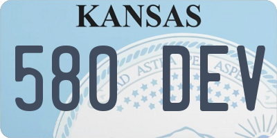 KS license plate 580DEV
