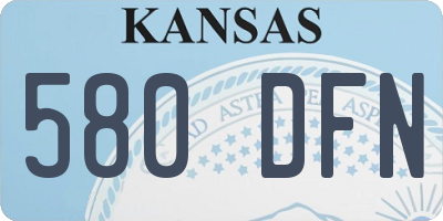 KS license plate 580DFN