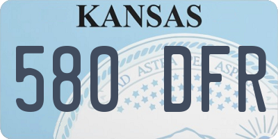 KS license plate 580DFR