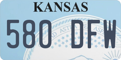 KS license plate 580DFW