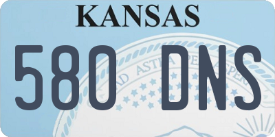 KS license plate 580DNS