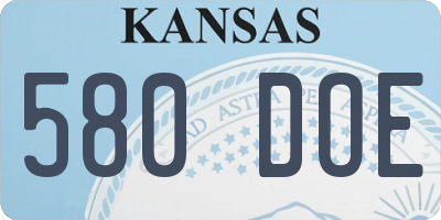 KS license plate 580DOE