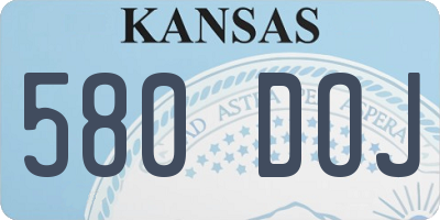 KS license plate 580DOJ
