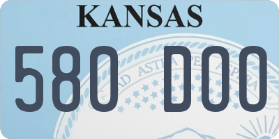 KS license plate 580DOO