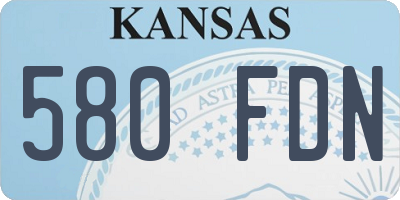 KS license plate 580FDN