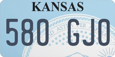 KS license plate 580GJO