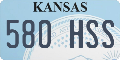 KS license plate 580HSS
