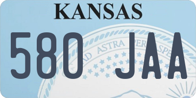 KS license plate 580JAA