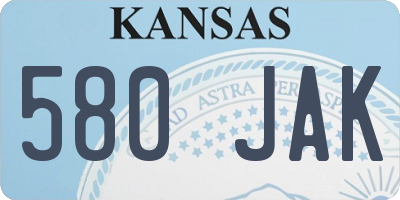 KS license plate 580JAK