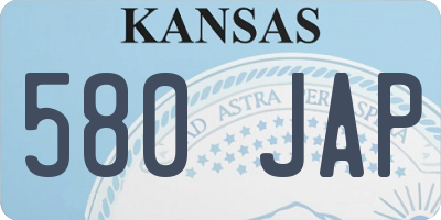 KS license plate 580JAP