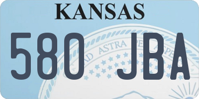 KS license plate 580JBA