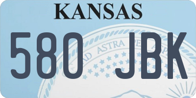 KS license plate 580JBK