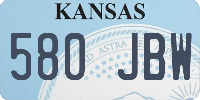 KS license plate 580JBW