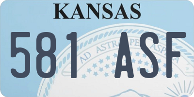 KS license plate 581ASF