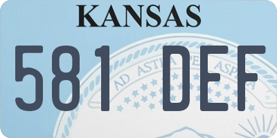 KS license plate 581DEF