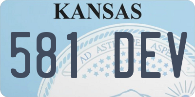 KS license plate 581DEV