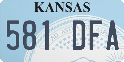 KS license plate 581DFA