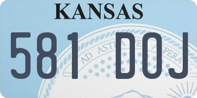 KS license plate 581DOJ