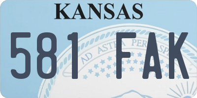 KS license plate 581FAK