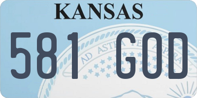 KS license plate 581GOD