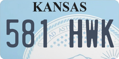 KS license plate 581HWK